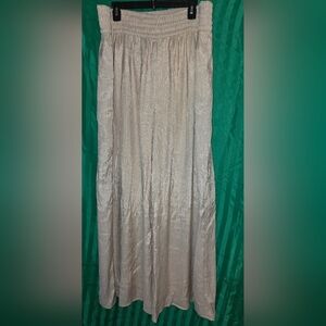 Wonderly XXL SEMI SHINY Tan Wide Straight Leg Elastic Waist Lined, Pockets
